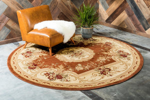 Brick Red 7' 10 x 7' 10 Versailles Round Area Rug