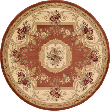 Brick Red 7' 10 x 7' 10 Versailles Round Area Rug