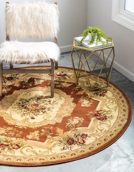 Brick Red 6' 1 x 6' 1 Versailles Round Area Rug