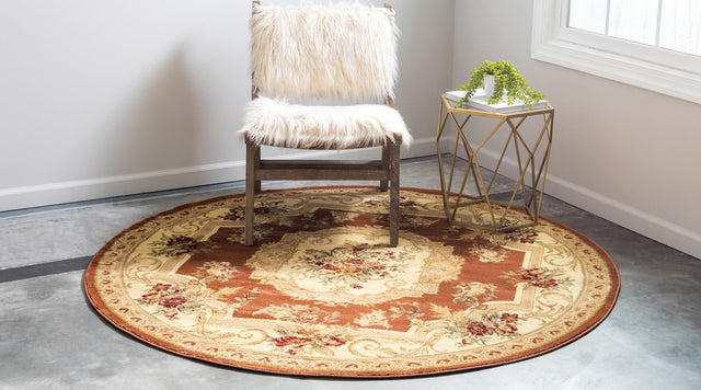 Brick Red 7' 10 x 7' 10 Versailles Round Area Rug