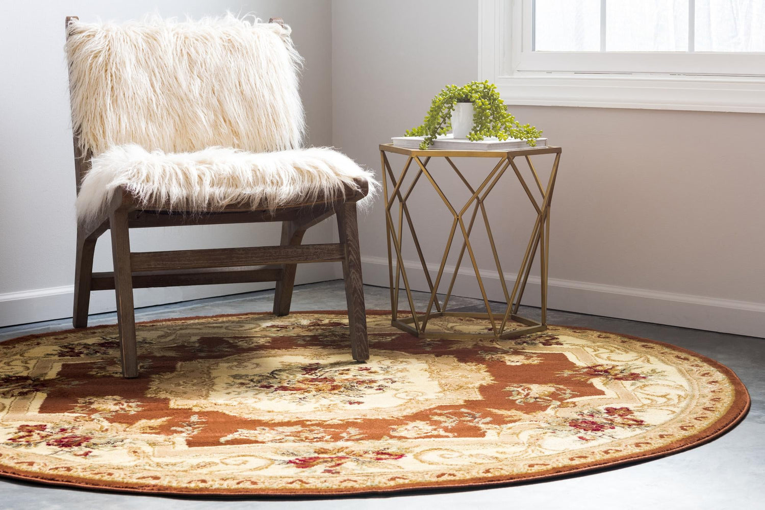 Brick Red 7' 10 x 7' 10 Versailles Round Area Rug