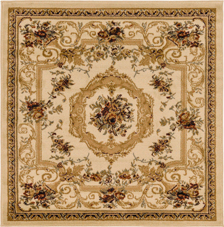 Cream 4' 1 x 4' 1 Versailles Square Area Rug