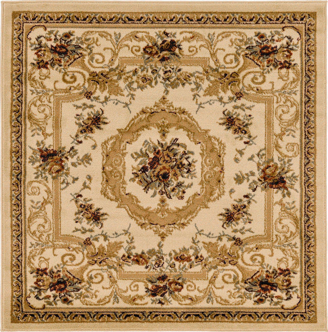 Cream 4' 1 x 4' 1 Versailles Square Area Rug