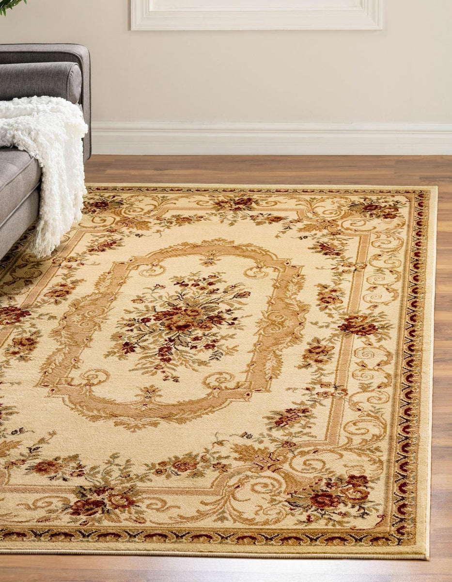 Cream 7' 10 x 10' Versailles Rectangle Area Rug Classic Traditional Mo ...