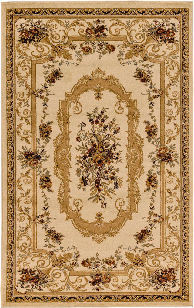 Cream 5' 3 x 8' Versailles Rectangle Area Rug