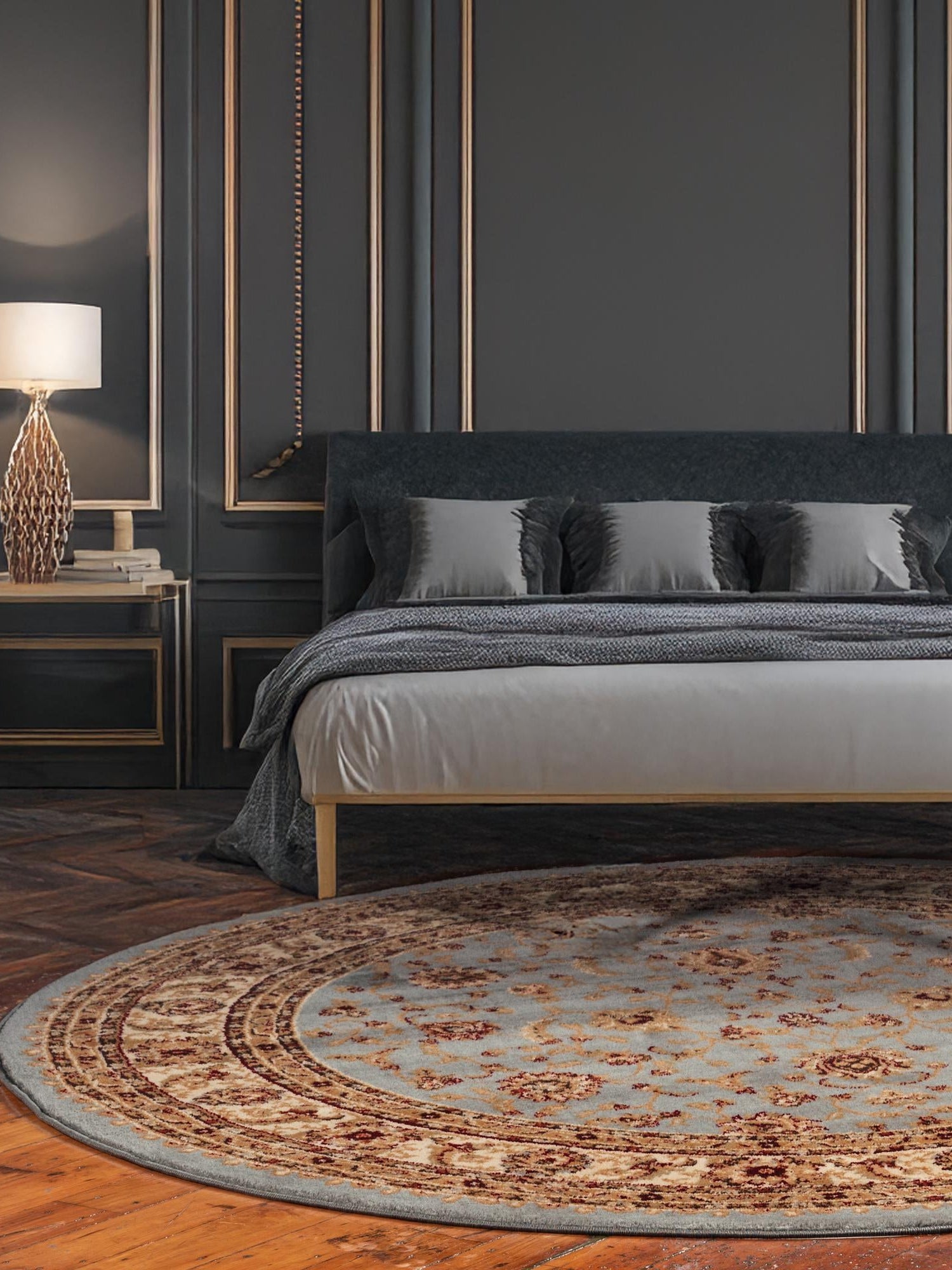 Light Blue 7' 10 x 7' 10 Voyage Round Area Rug