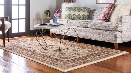 Cream 7' 10 x 10' Voyage Rectangle Area Rug Persian Inspired Classic Traditional Design Durable Carpet Mat for Home Interior Design for Sale at Rug Engine