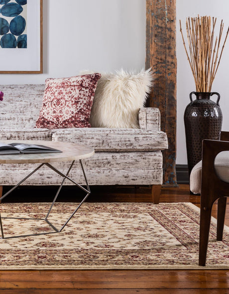 Cream 9' x 12' Voyage Rectangle Area Rug Persian Inspired Classic Traditional Design Durable Carpet Mat for Home Interior Design for Sale at Rug Engine