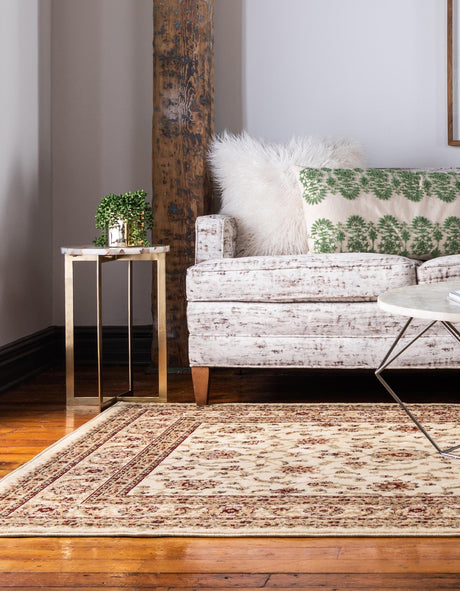 Cream 9' x 12' Voyage Rectangle Area Rug Persian Inspired Classic Traditional Design Durable Carpet Mat for Home Interior Design for Sale at Rug Engine