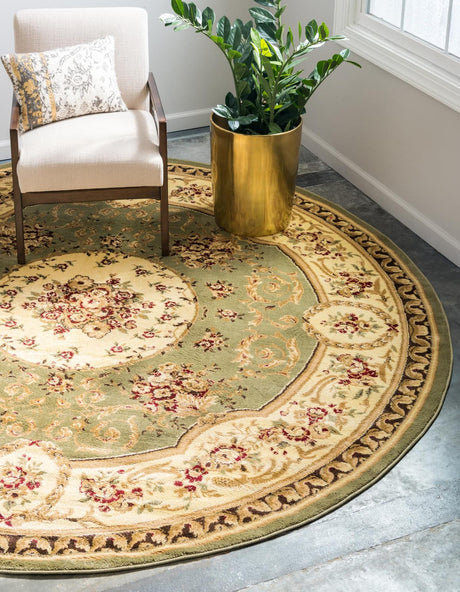 Green 7' 10 x 7' 10 Versailles Round Area Rug