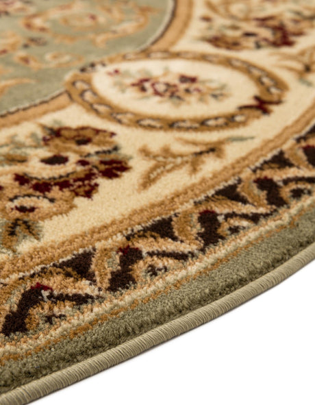 Green 6' 1 x 6' 1 Versailles Round Area Rug Classic Traditional Motif Indoor Carpet for Hallways, Dining Rooms, Bedrooms, Living Room, Office for Sale at Rug Engine