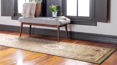 Green 2' 7 x 10' Versailles Runner Area Rug Classic Traditional Motif Indoor Carpet for Hallways, Dining Rooms, Bedrooms, Living Room, Office for Sale at Rug Engine