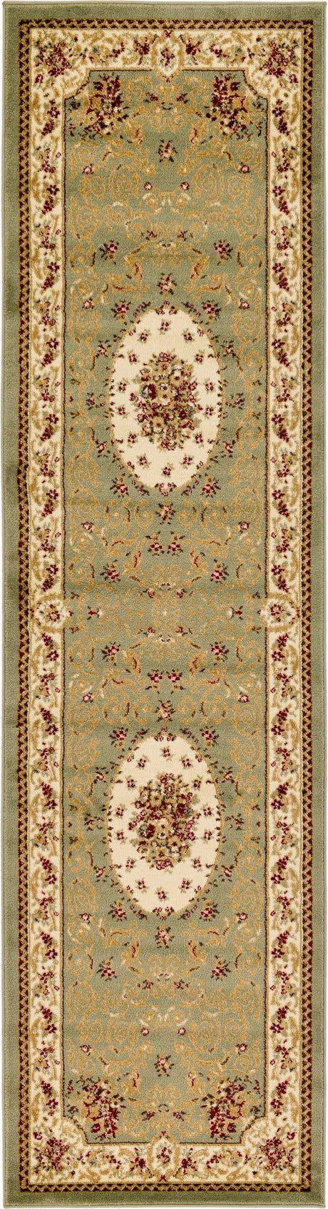 Green 2' 7 x 10' Versailles Runner Area Rug