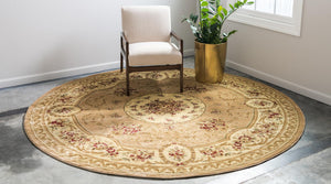 Tan 6' 1 x 6' 1 Versailles Round Rug