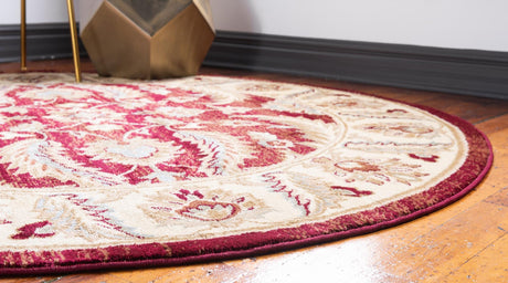 Red 6' 1 x 6' 1 Voyage Round Area Rug Persian Inspired Classic Traditional Design Durable Carpet Mat for Home Interior Design for Sale at Rug Engine