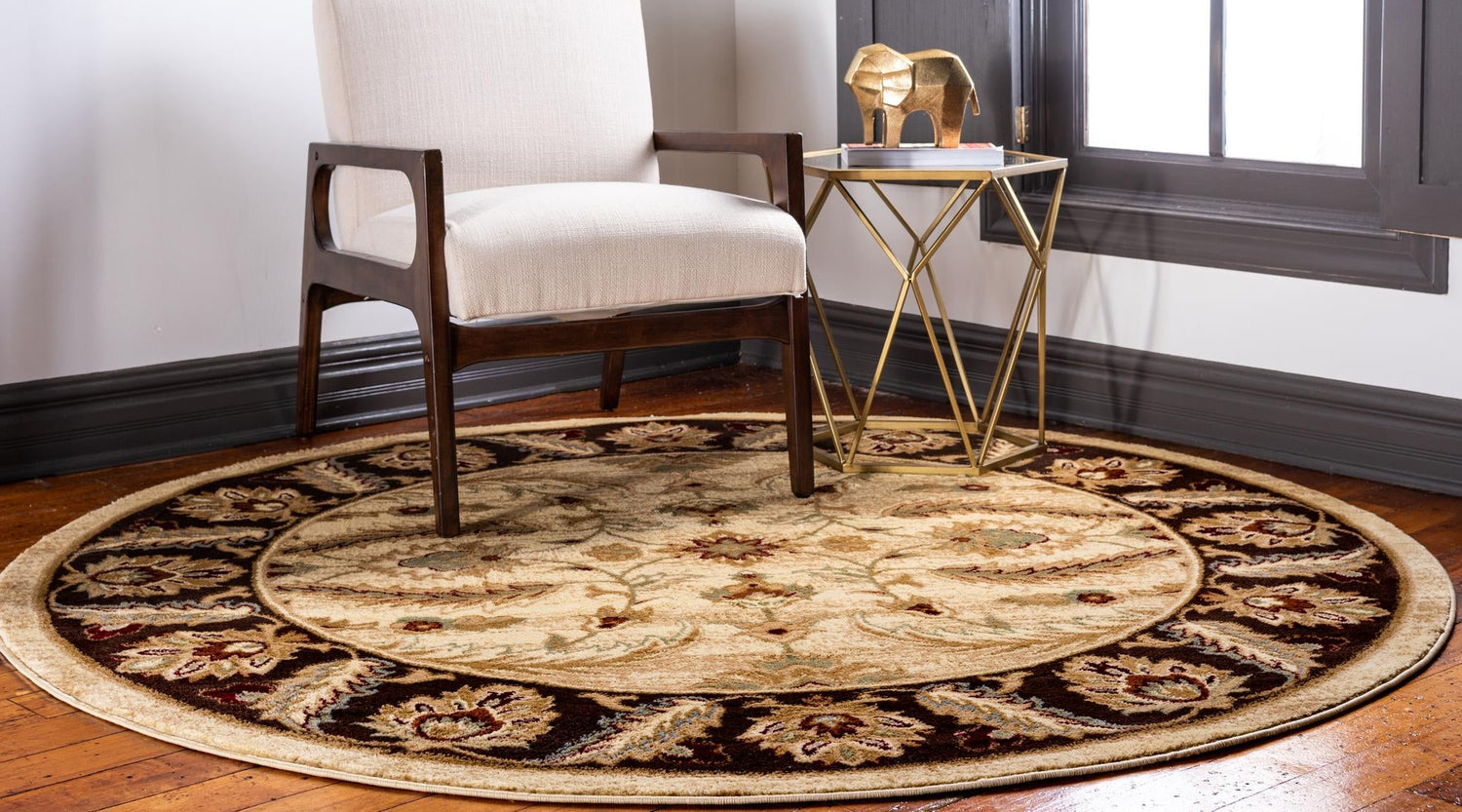 Cream 6' 1 x 6' 1 Voyage Round Area Rug
