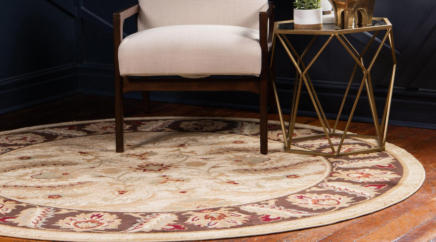 Cream 6' 1 x 6' 1 Voyage Round Area Rug