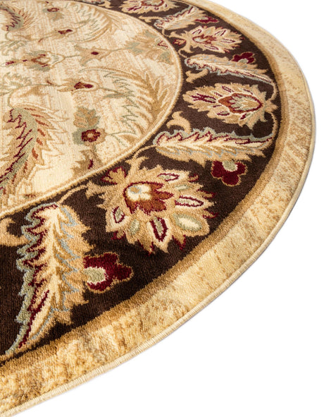 Cream 7' 10 x 7' 10 Voyage Round Area Rug Persian Inspired Classic Traditional Design Durable Carpet Mat for Home Interior Design for Sale at Rug Engine