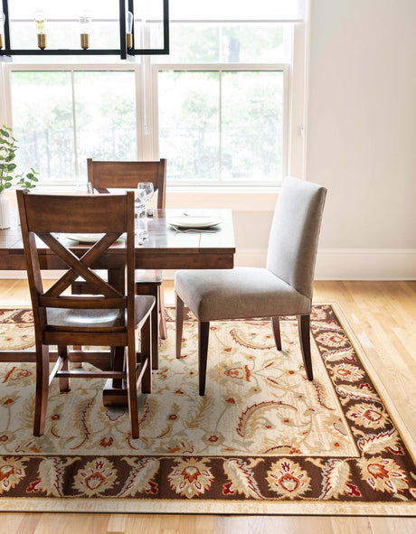 Cream 9' x 12' Voyage Rectangle Area Rug Persian Inspired Classic Traditional Design Durable Carpet Mat for Home Interior Design for Sale at Rug Engine