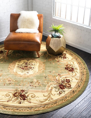 Green 7' 10 x 7' 10 Versailles Round Area Rug