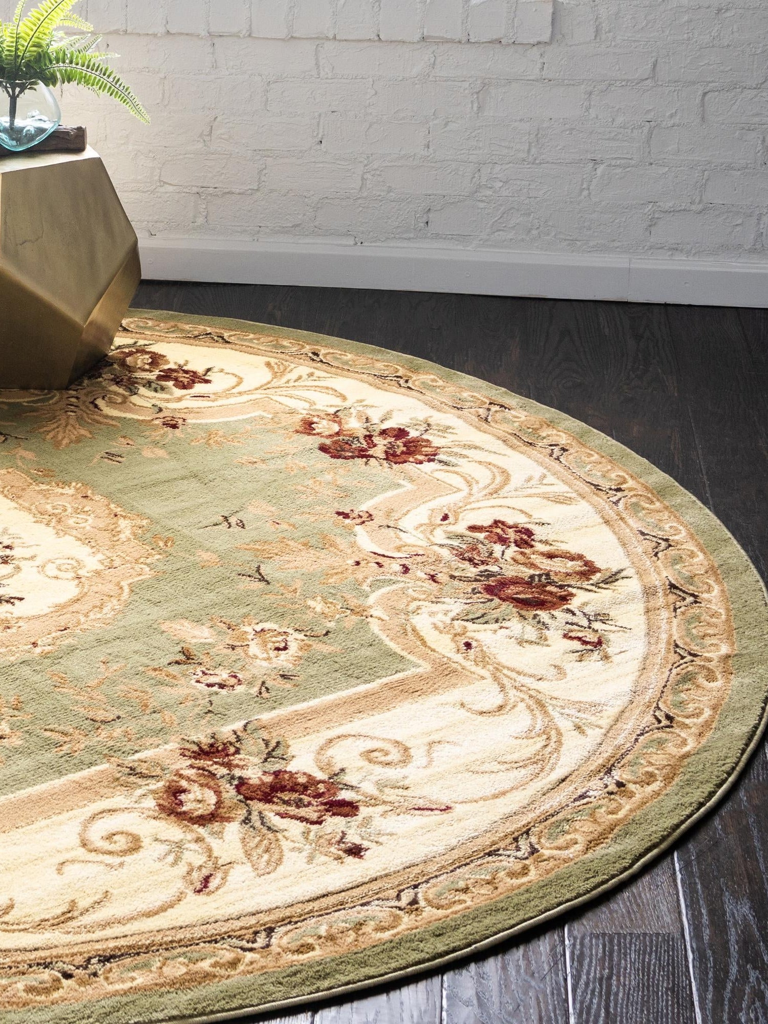 Green 10' x 10' Versailles Round Area Rug