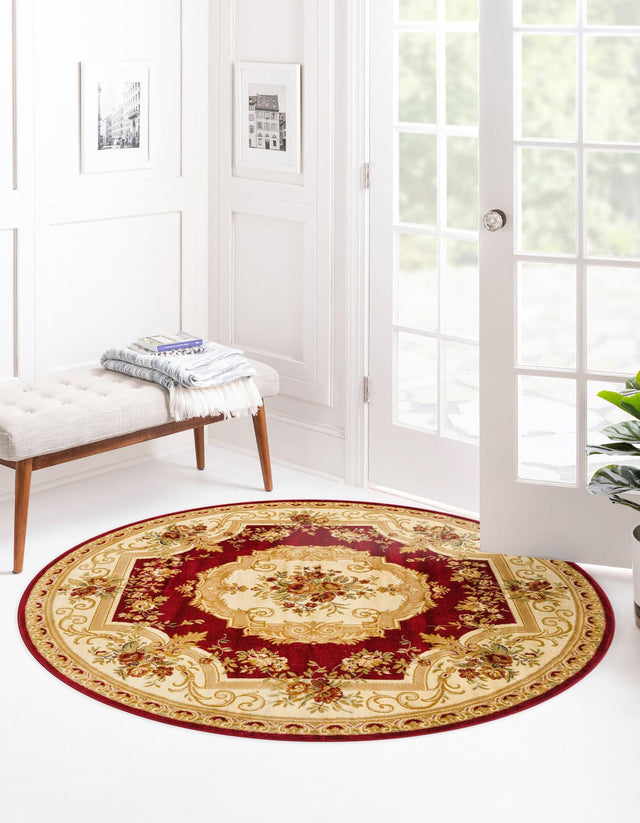 Red 4' 1 x 4' 1 Versailles Round Area Rug