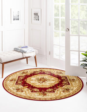Red 7' 1 x 7' 1 Versailles Round Area Rug