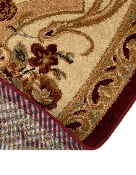 Red 7' 1 x 7' 1 Versailles Round Area Rug Classic Traditional Motif Indoor Carpet for Hallways, Dining Rooms, Bedrooms, Living Room, Office for Sale at Rug Engine