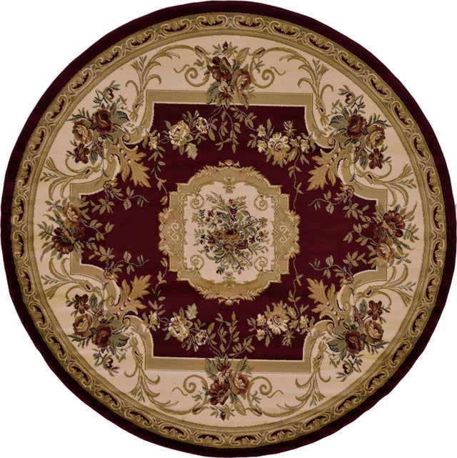 Red 7' 10 x 7' 10 Versailles Round Area Rug