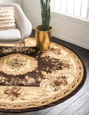 Brown 7' 10 x 7' 10 Versailles Round Area Rug