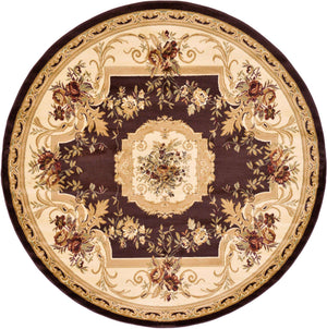 Brown 7' 10 x 7' 10 Versailles Round Area Rug