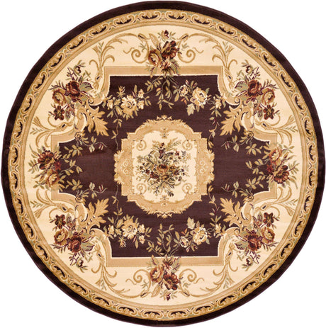 Brown 7' 10 x 7' 10 Versailles Round Area Rug