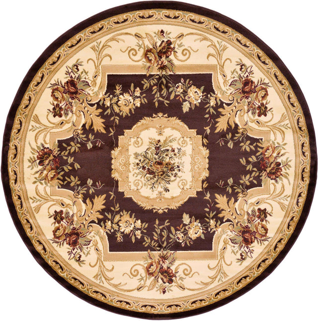 Brown 7' 10 x 7' 10 Versailles Round Area Rug