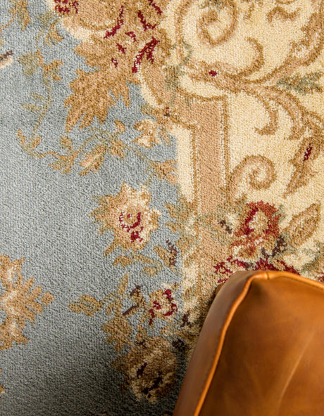 Light Blue 7' 1 x 7' 1 Versailles Round Area Rug Classic Traditional Motif Indoor Carpet for Hallways, Dining Rooms, Bedrooms, Living Room, Office for Sale at Rug Engine