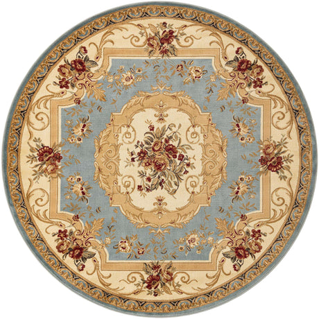 Light Blue 7' 10 x 7' 10 Versailles Round Area Rug
