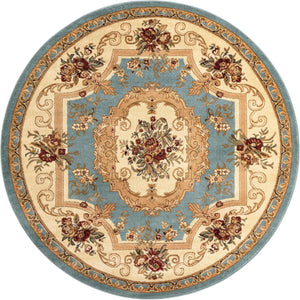 Light Blue 6' 1 x 6' 1 Versailles Round Area Rug