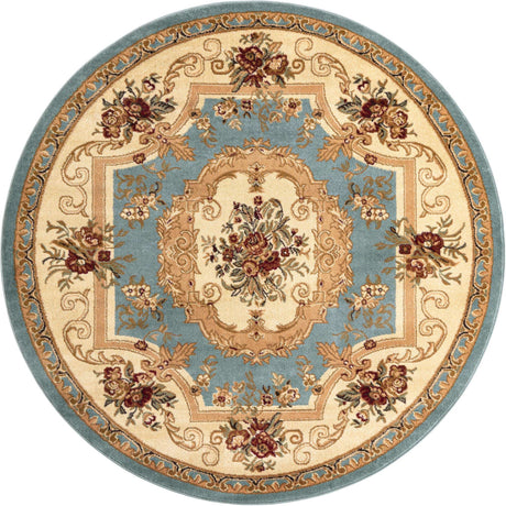 Light Blue 6' 1 x 6' 1 Versailles Round Area Rug