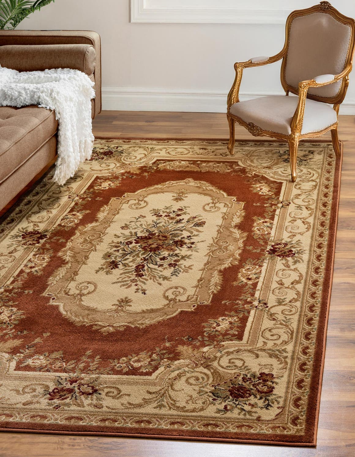 Brick Red 7' 1 x 10' Versailles Rectangle Area Rug Classic Traditional Motif Indoor Carpet for Hallways, Dining Rooms, Bedrooms, Living Room, Office for Sale at Rug Engine