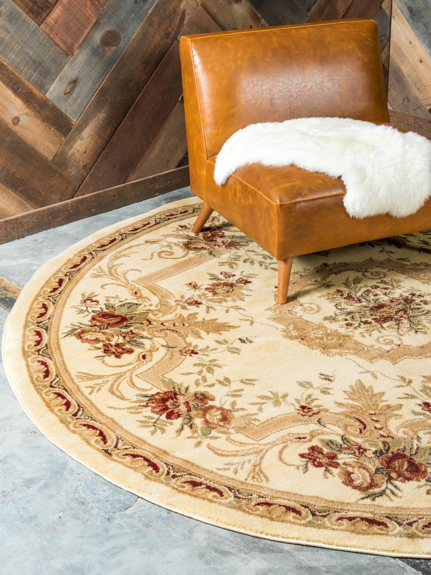 Cream 6' 1 x 6' 1 Versailles Round Area Rug