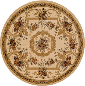 Cream 7' 10 x 7' 10 Versailles Round Area Rug