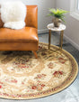 Cream 7' 10 x 7' 10 Versailles Round Area Rug Classic Traditional Motif Indoor Carpet for Hallways, Dining Rooms, Bedrooms, Living Room, Office for Sale at Rug Engine