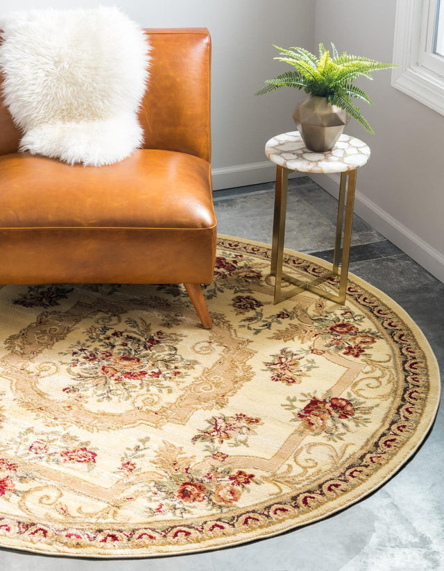 Cream 7' 1 x 7' 1 Versailles Round Area Rug