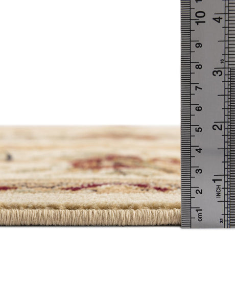 Cream 4' 1 x 4' 1 Versailles Round Area Rug Classic Traditional Motif Indoor Carpet for Hallways, Dining Rooms, Bedrooms, Living Room, Office for Sale at Rug Engine
