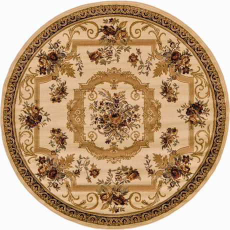 Cream 6' 1 x 6' 1 Versailles Round Area Rug