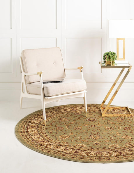 Green 7' 10 x 7' 10 Voyage Round Area Rug Persian Inspired Classic Traditional Design Durable Carpet Mat for Home Interior Design for Sale at Rug Engine