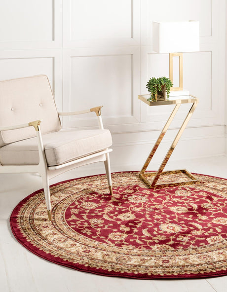 Red 10' x 10' Voyage Round Area Rug Persian Inspired Classic Traditional Design Durable Carpet Mat for Home Interior Design for Sale at Rug Engine