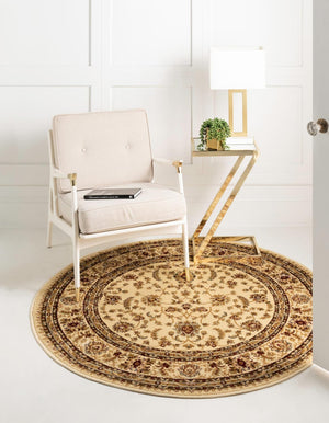 Cream 6' 1 x 6' 1 Voyage Round Rug