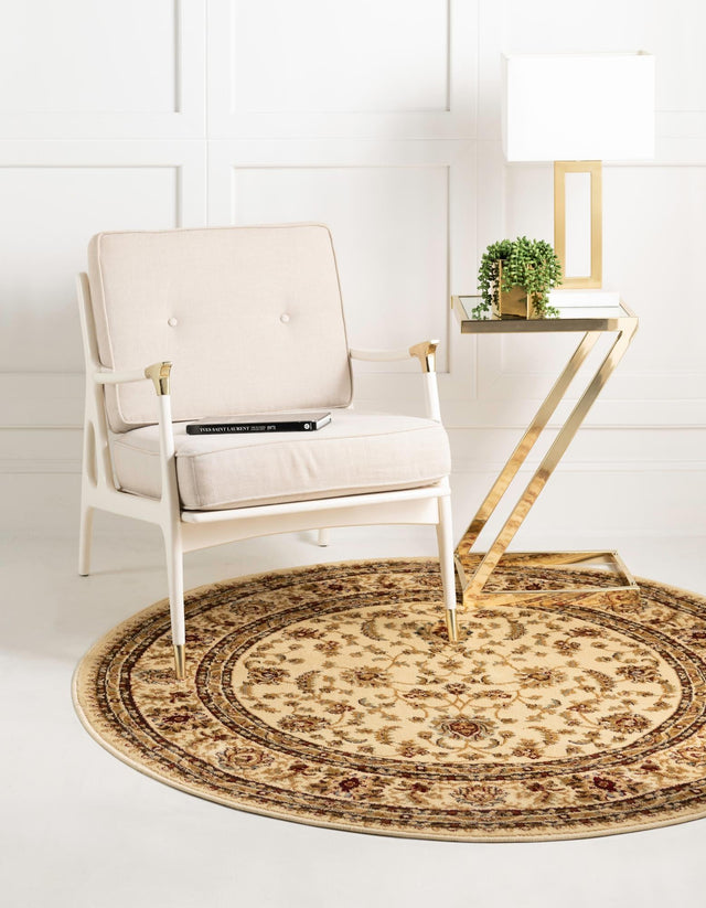 Cream 6' 1 x 6' 1 Voyage Round Rug