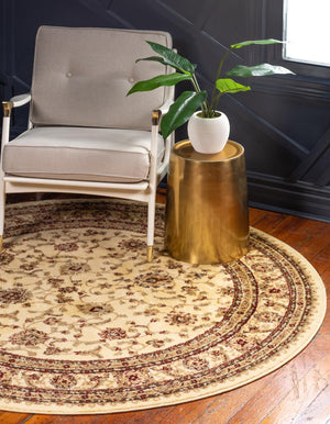 Cream 5' 3 x 5' 3 Voyage Round Area Rug