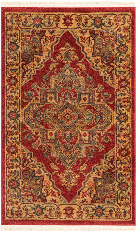 Red 3' 1 x 5' 3 Sahand Rectangle Area Rug Affordable Easy Clean Traditional Design Durable Carpet for Home Interior Design Living Room Dining Office for Sale at Rug Engine